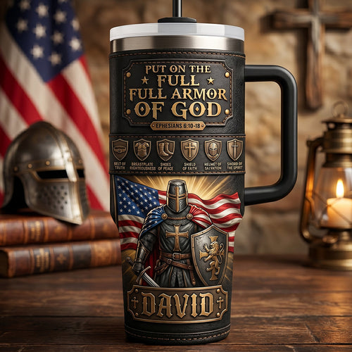 Put On The Full Armor Of God - USA Tumbler | Personalized Gift for Patriots Tumbler Cup PopCulturePrints