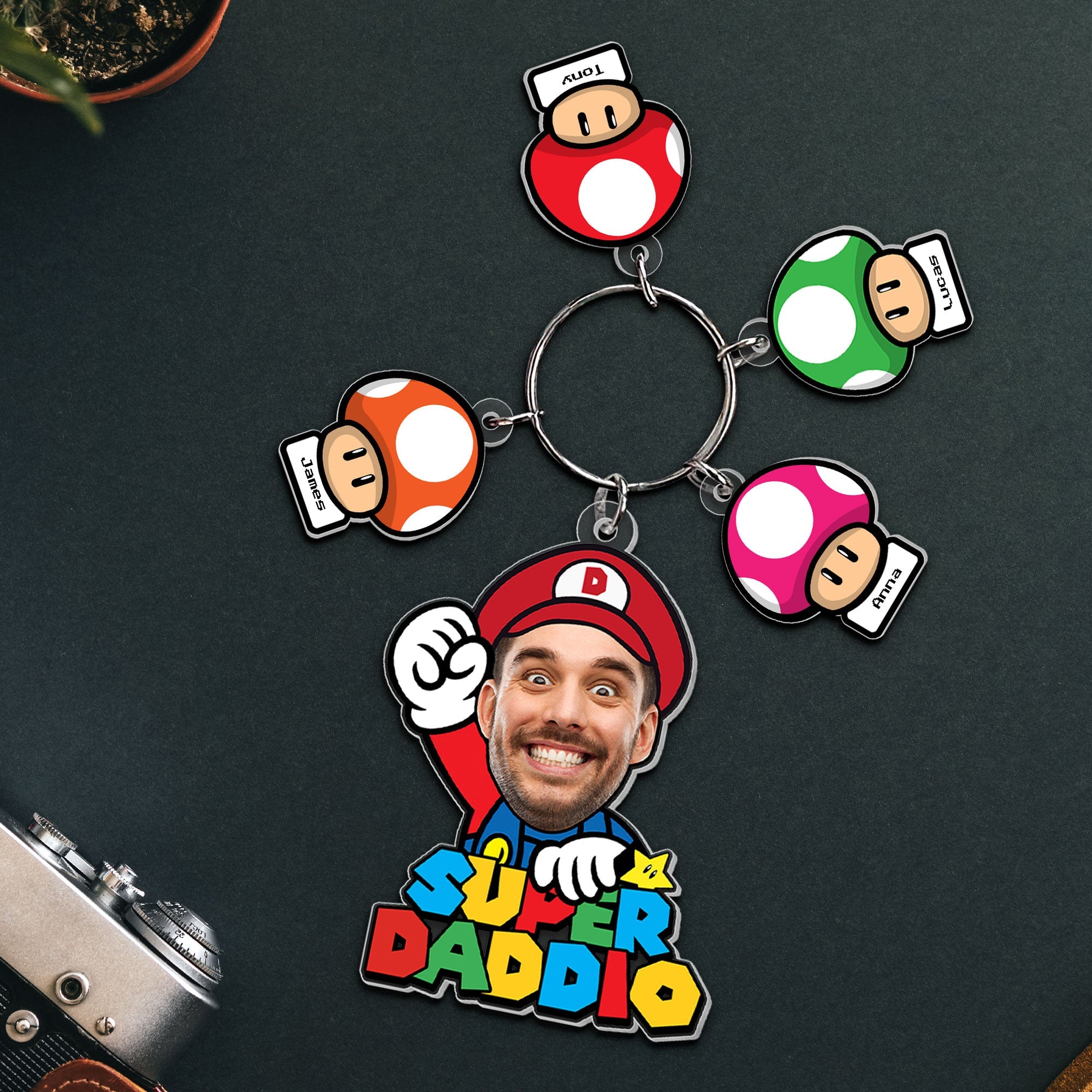 Custom 'Super Dad' Gaming-Themed Keychain Keychains PopCulturePrints