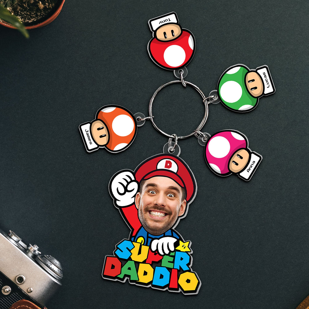 Custom 'Super Dad' Gaming-Themed Keychain Keychains PopCulturePrints