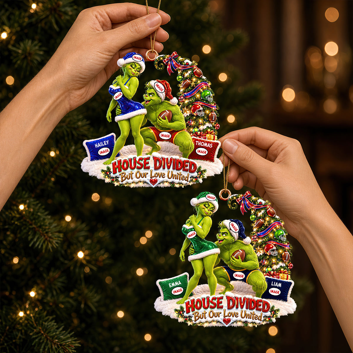 “House Divided But Our Love United” - Sport Lover Christmas Couple Ornament - Personalized Gifts for Couples Ornament PopCulturePrints