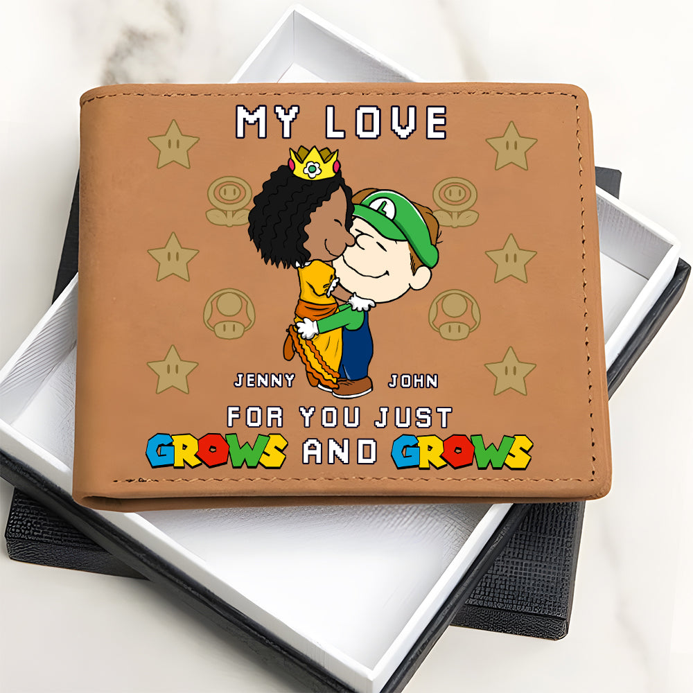 Personalized PU Leather Wallet for Him - My Love For You Just Grows Leather Wallet PopCulturePrints