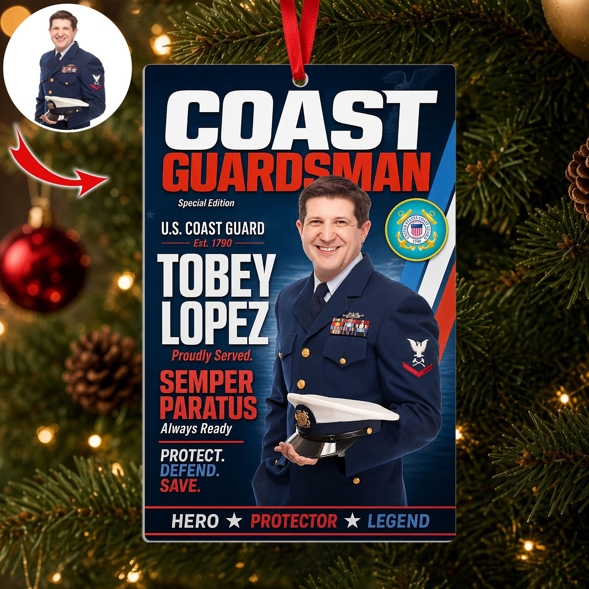 Honor Your Hero - Custom Photo Christmas Ornament for Proud Soldiers Ornament PopCulturePrints