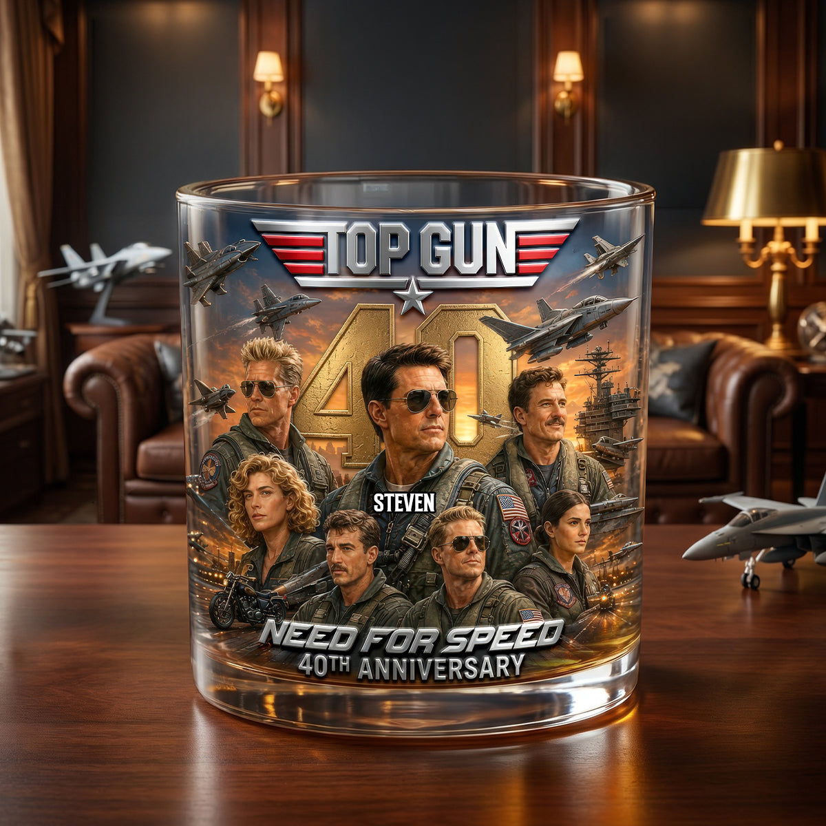 40 Years of Sky Legends - Personalized Round Glass Gift Glass PopCulturePrints