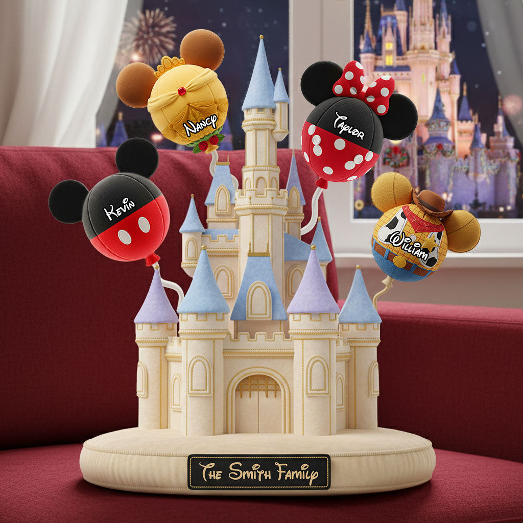 “Create Your Own Magical Moments” - Balloon Castle Family Custom Pillow - Personalized Gift for Families Pillow PopCulturePrints