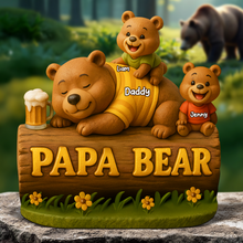 Load image into Gallery viewer, “Cherish Every Moment” - Personalized Papa Bear Plaque - Gift for Dad, Grandpa, and Family Shaped Plaques PopCulturePrints
