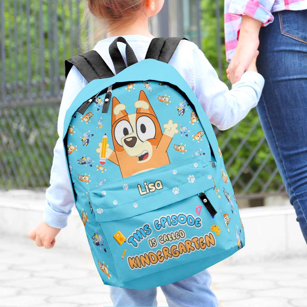 Personalized Bluey Cartoon School Backpacks for Kids