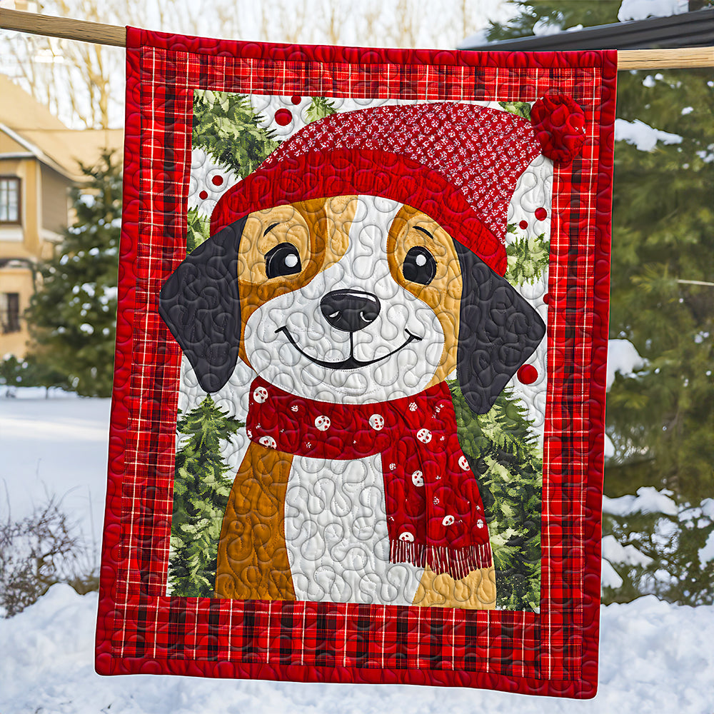 Festive Beagle Dog Quilt Bed Set for Christmas Blanket PopCulturePrints