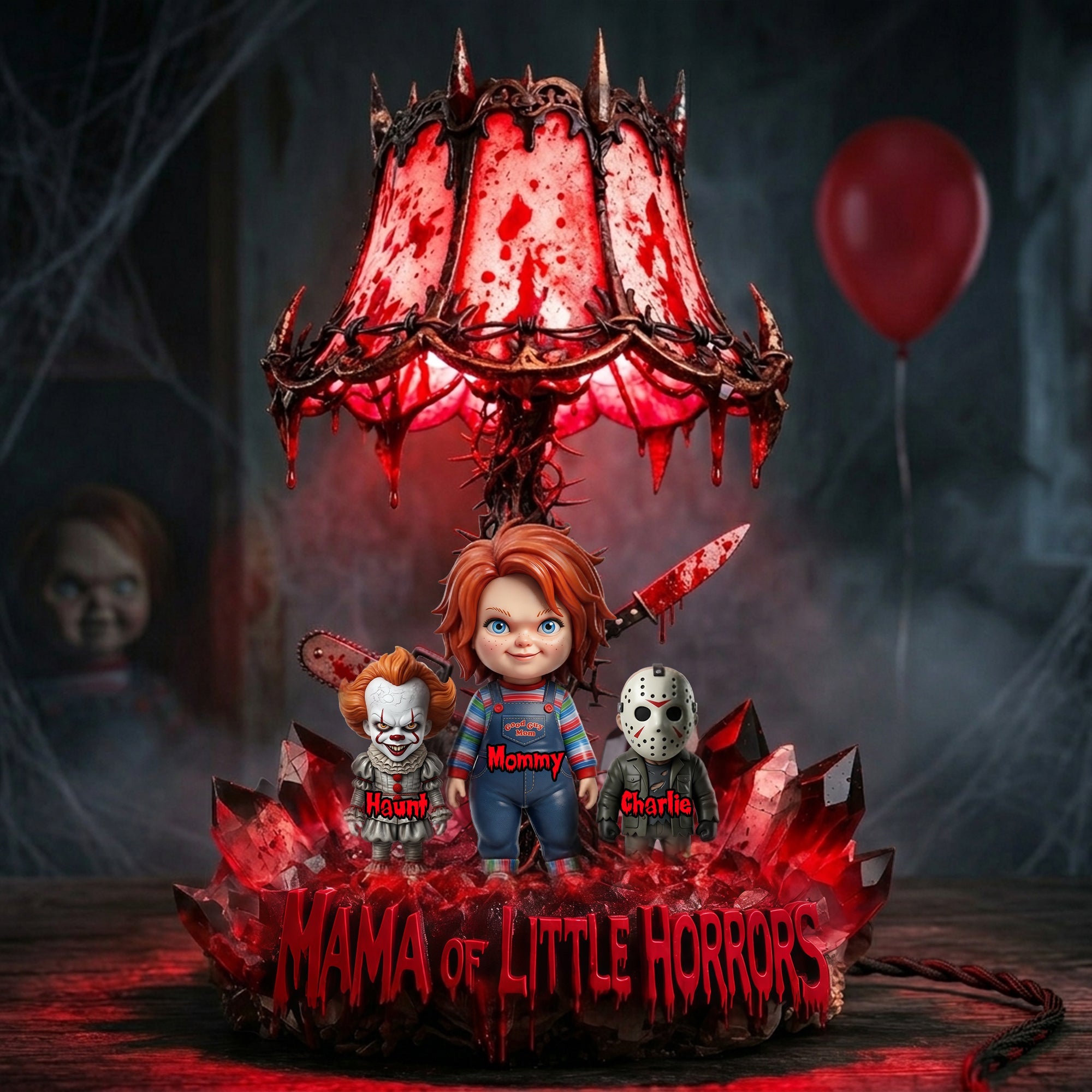 “Embrace the Dark Side with Love” - Mama Of Little Horrors Light Box - Personalized Gift for Mom, Grandma & Horror Fans Light Box PopCulturePrints