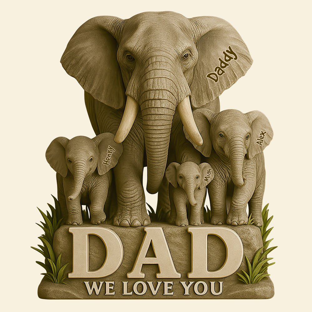 "We Love You Dad" - Personalized Elephant Acrylic Plaque - Gift for Dad, Grandpa, and Father Figures Shaped Plaques PopCulturePrints