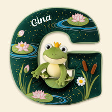 Load image into Gallery viewer, Hoppy Memories Await: Personalized Adorable Frog Initial Pillow - The Perfect Gift for Frog Lovers Pillow PopCulturePrints
