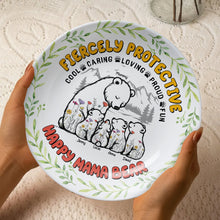 Load image into Gallery viewer, Fiercely Protective - Personalized Ceramic Round Plate for Mom &amp; Grandma Ceramic Round Plate PopCulturePrints
