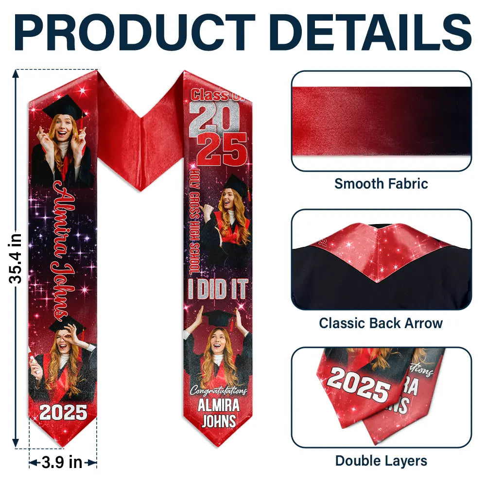 Custom Photo: She Believed She Could So She Did - Personalized Stoles Stoles PopCulturePrints