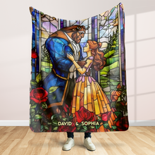 Load image into Gallery viewer, Personalized Beauty &amp; Beast Couple Blanket
