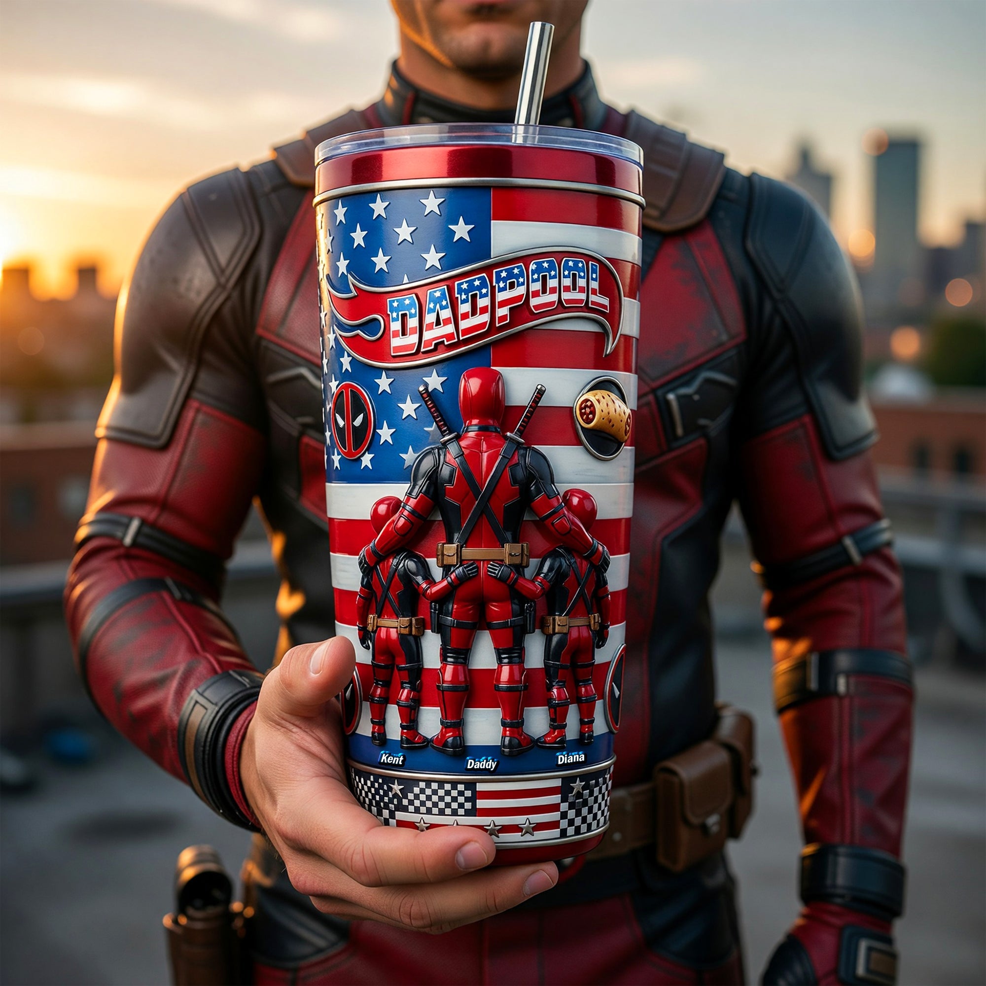 “Celebrate with Laughter: Funny Fighter Dad and Kids Design” - Custom Tumbler - Perfect Gifts for Dads, Grandpas, and Fathers' Day Tumbler Cup PopCulturePrints