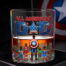Load image into Gallery viewer, "Celebrate the Hero in Your Life!" - All American Dad Glass Mug - Personalized Gift for Dad, Grandpa, and Father Figures Glass PopCulturePrints
