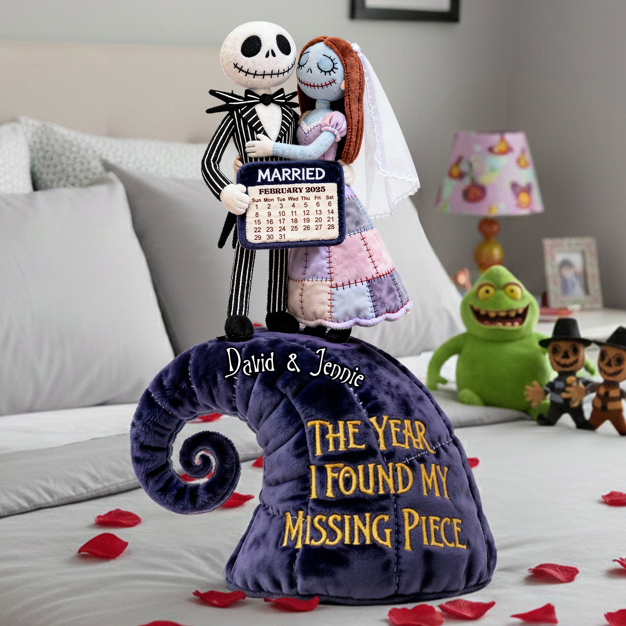 “Together Forever, In Every Way” - Personalized Spooky Married Couple Pillow - Unique Gift for Couples, Newlyweds, and Halloween Enthusiasts Pillow PopCulturePrints