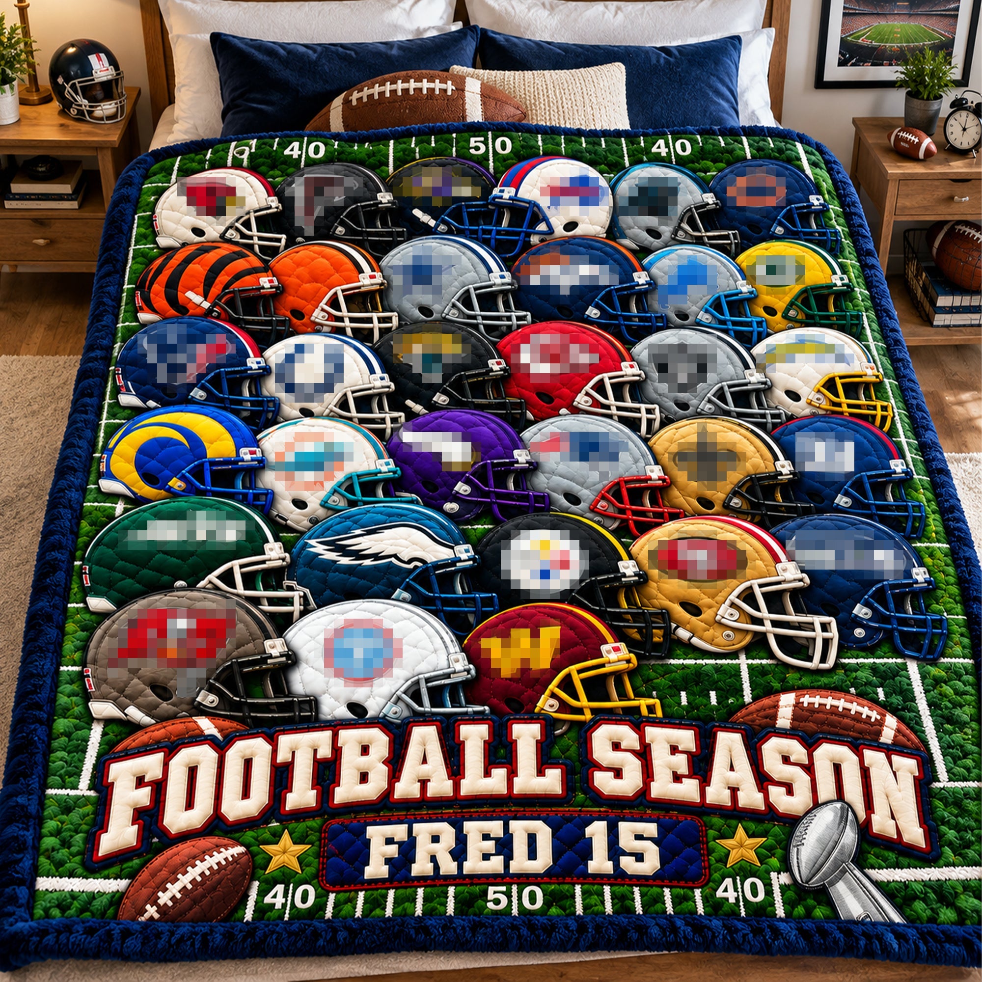 Embrace the Season: Personalized Team Helmet Blanket - Perfect Gift for Sports Fans