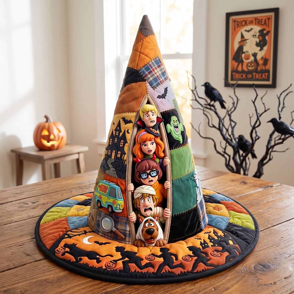 Horrified Peeking Out Quilted Witch Hat - Personalized Gifts 05qhtn140826 Quilted Witch Hat PopCulturePrints