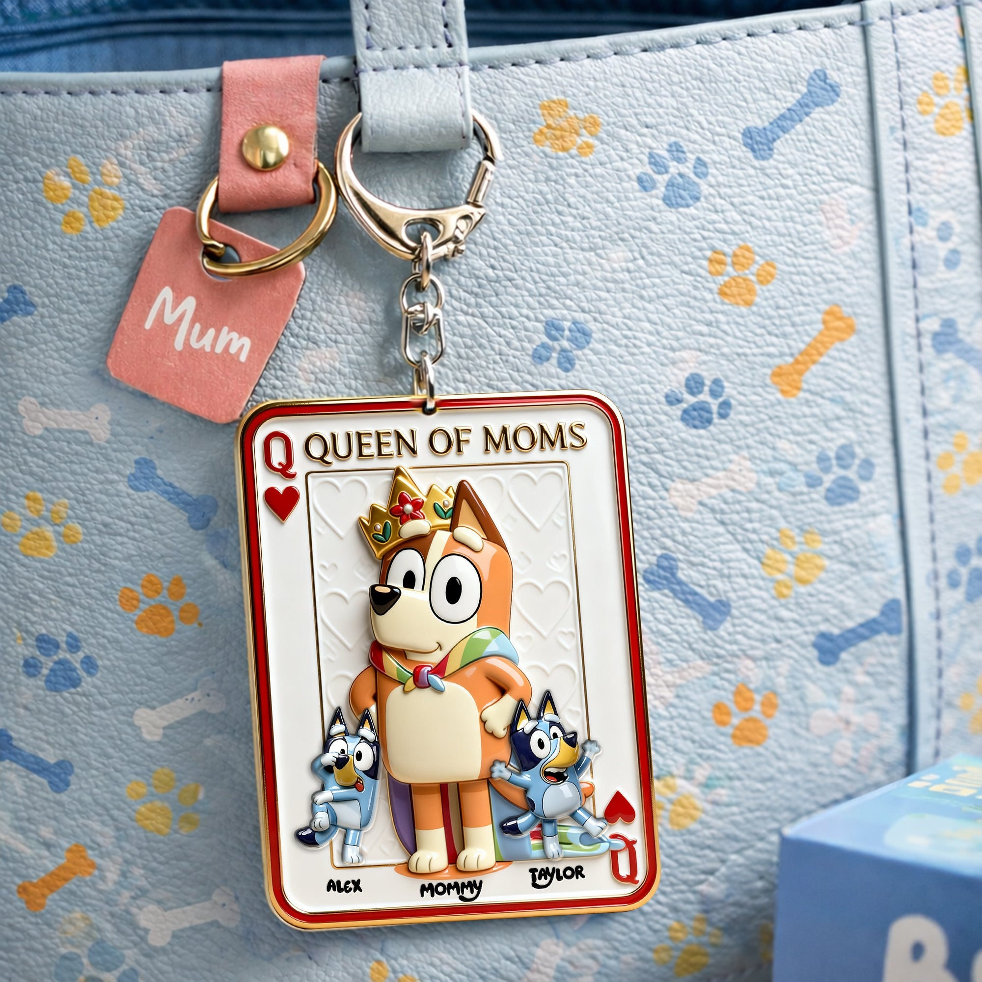 Queen of Moms Keychain - Personalized Gift for Moms and Grandmas Keychains PopCulturePrints