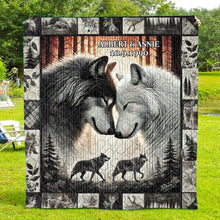 Load image into Gallery viewer, Personalized Wolf Couple Quilt Bed Set Blanket PopCulturePrints
