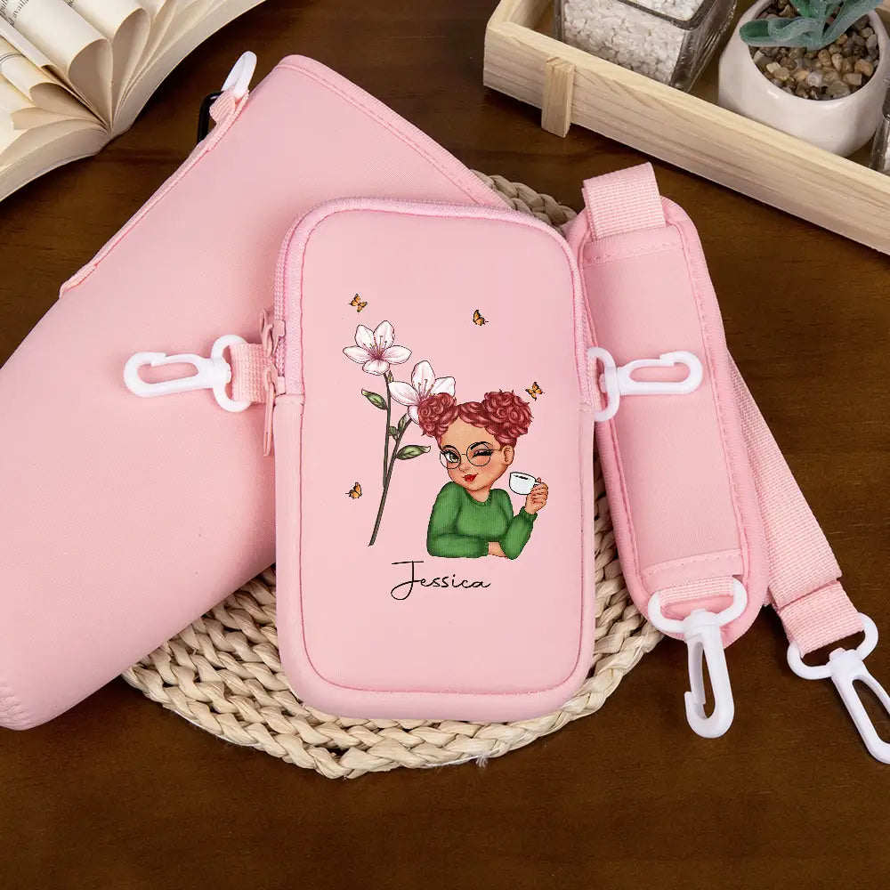 "Blooming Joy with Every Sip!" - Personalized Bottle Carrier Bag for Women – Perfect Gift for Mom, Grandma & More Bottle Carrier Bag PopCulturePrints