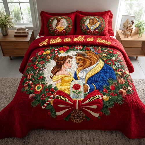 A Tale as Old as Time - Fairy Tales Love Story Personalized Quilted Bedding Set Bedding Set PopCulturePrints