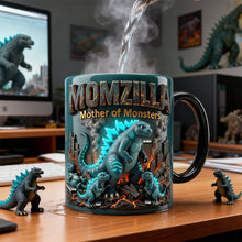 Load image into Gallery viewer, “Momzilla, Mother of Monsters” - Personalized Giant Creature Mom Magic Mug - Gifts for Mothers, Grandmothers, and More Coffee Mug PopCulturePrints

