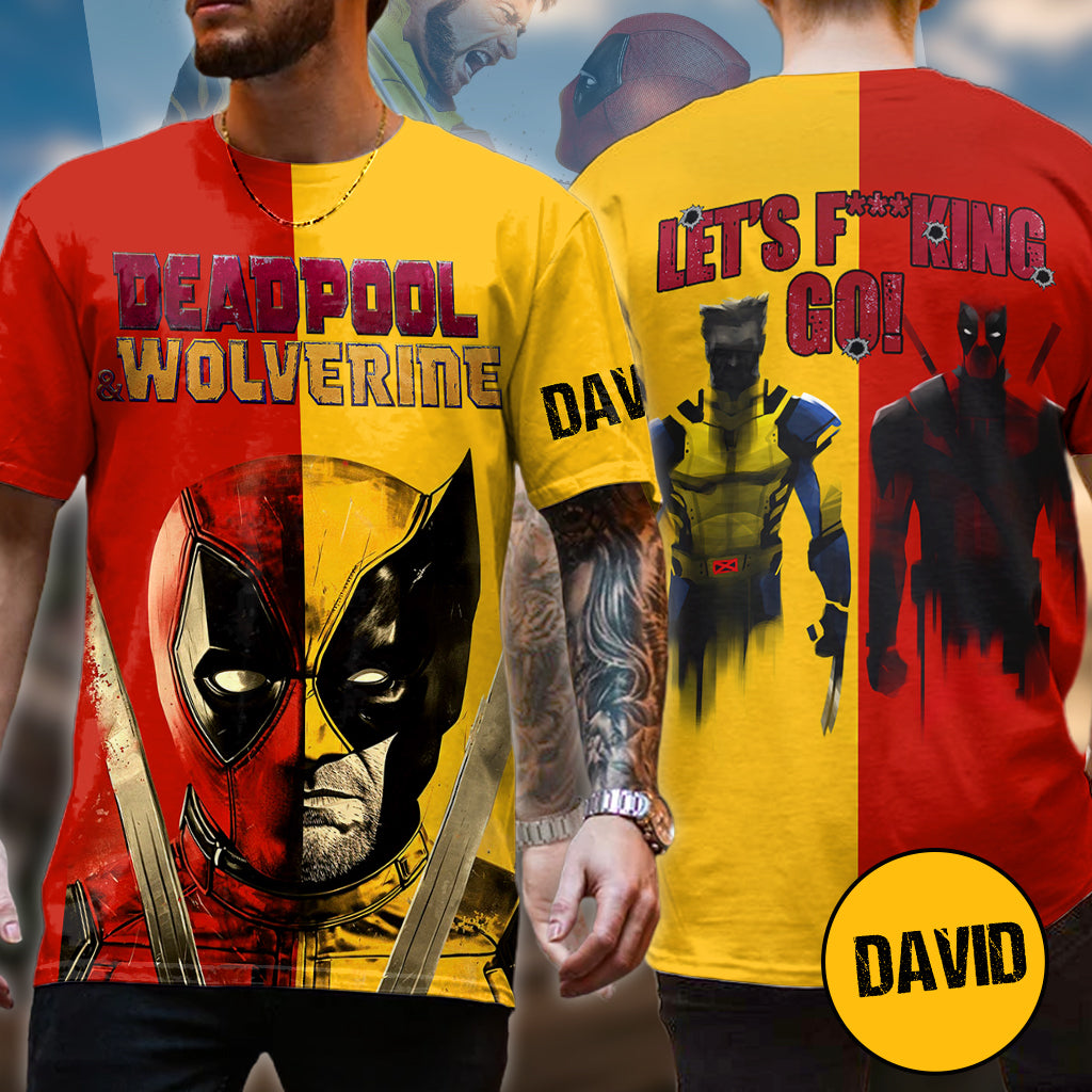 Personalized Deadpool & Wolverine All Over Shirt - Let's F***ing Go!