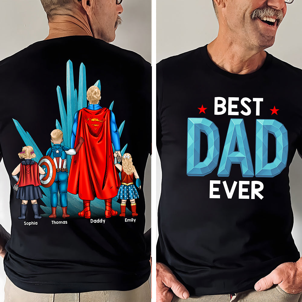 "Best Dad Ever!" - Personalized Superhero Design Shirt for Dad, Grandpa, and Other Special Men Shirts PopCulturePrints