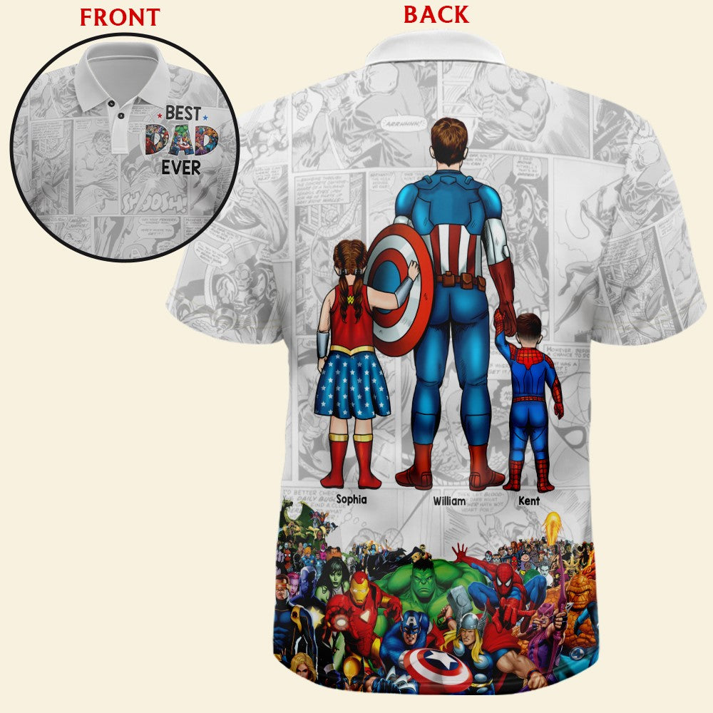 Personalized Super Dad 3D Polo Shirt - Custom Father's Day Gift Polo Shirts PopCulturePrints