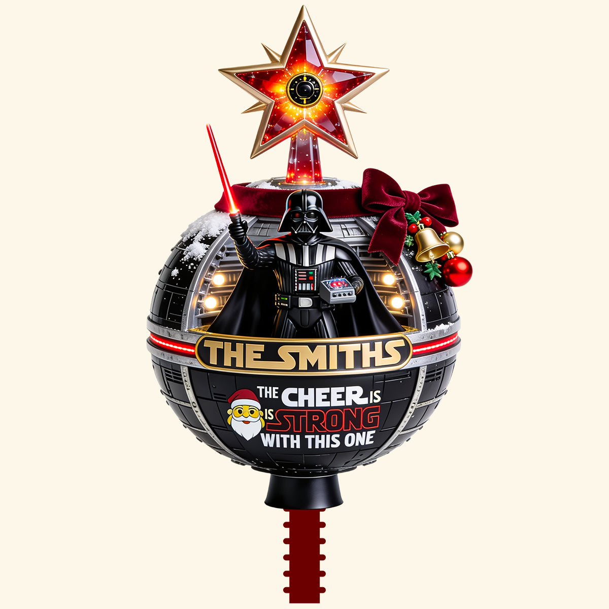 "May the Cheer Be Strong" - Personalized Tree Topper for Family Christmas Gifts Ornament PopCulturePrints