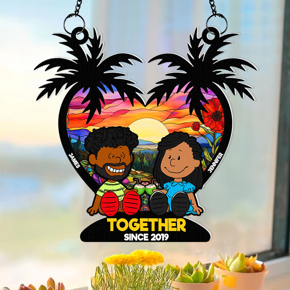 Personalized Couple Suncatcher Ornament - Together Since 2024 Suncatcher PopCulturePrints