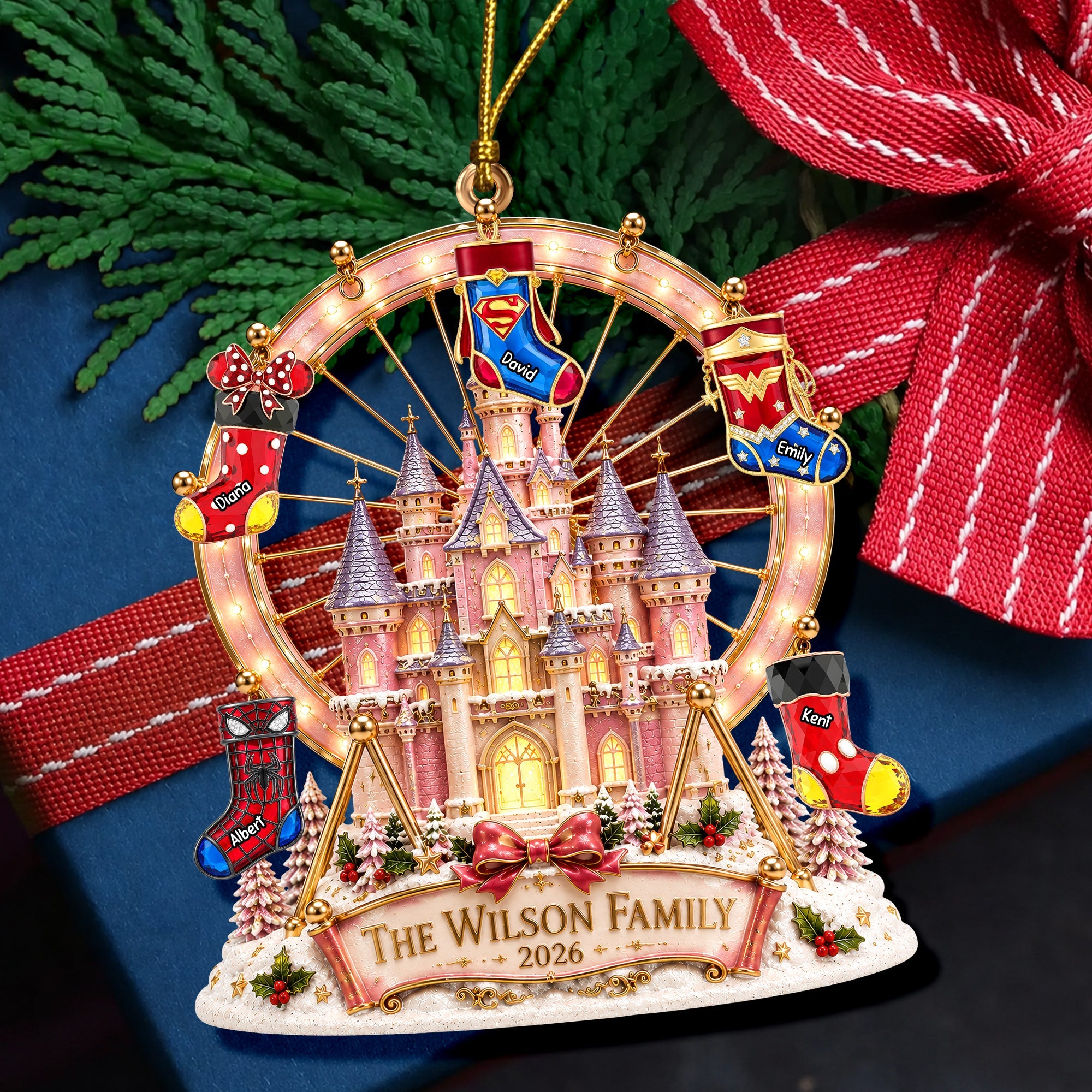 Christmas Castle Family Ornament - A Magical Personalized Gift for Family Celebrations