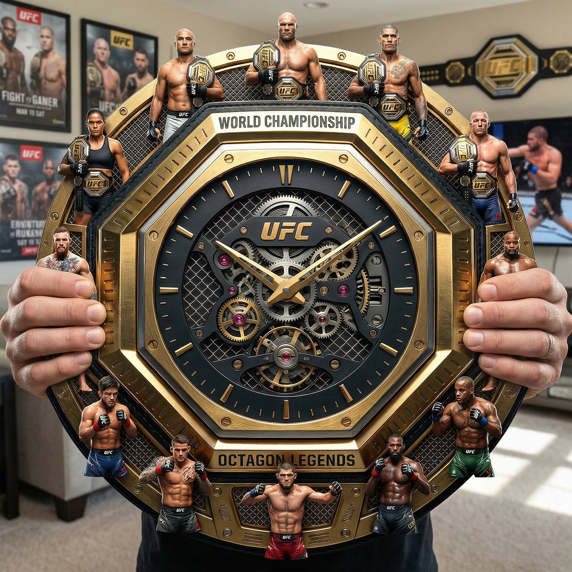 Time of Legends: Customizable UFC Hanging Wall Clock - Unique Gift for Sports Fans Hanging Wall Clock PopCulturePrints