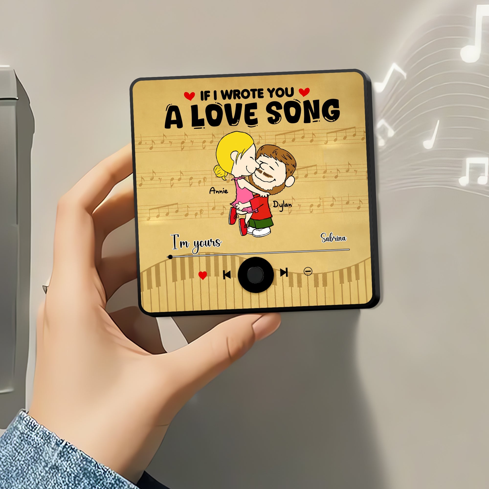 Personalized Music Fridge Magnet Gift for Couples - If I Wrote You A Love Song Fridge Magnet PopCulturePrints