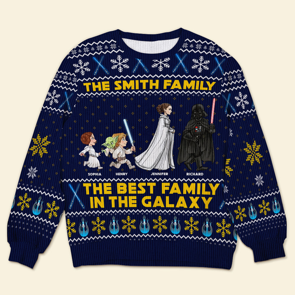 Personalized Family Cosmic Adventure Ugly Sweater – Best Family in the Galaxy