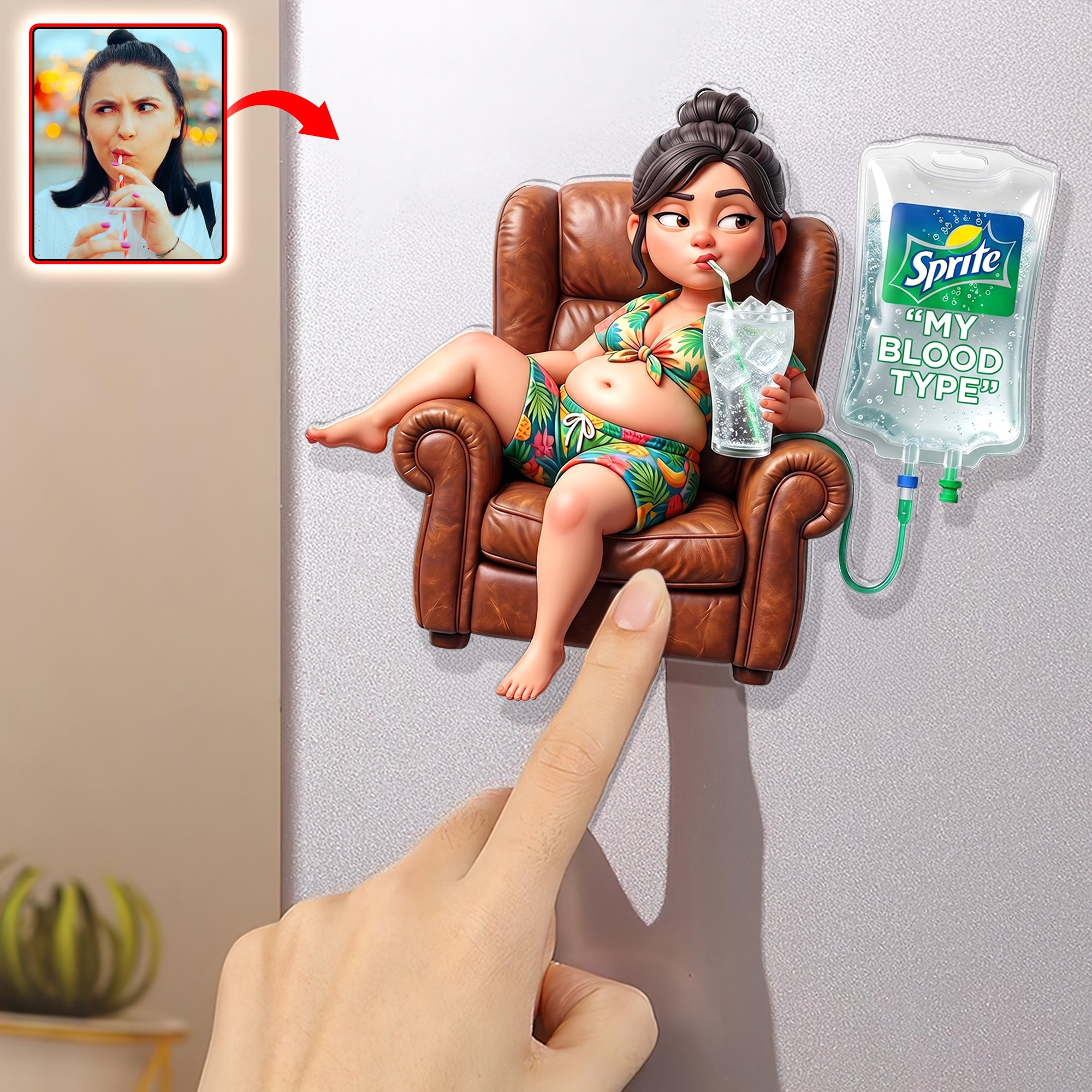 Sip & Relax - Personalized Chill Time Anti-Collision Acrylic Fridge Magnet | Custom Photo Gift for Drink Lovers