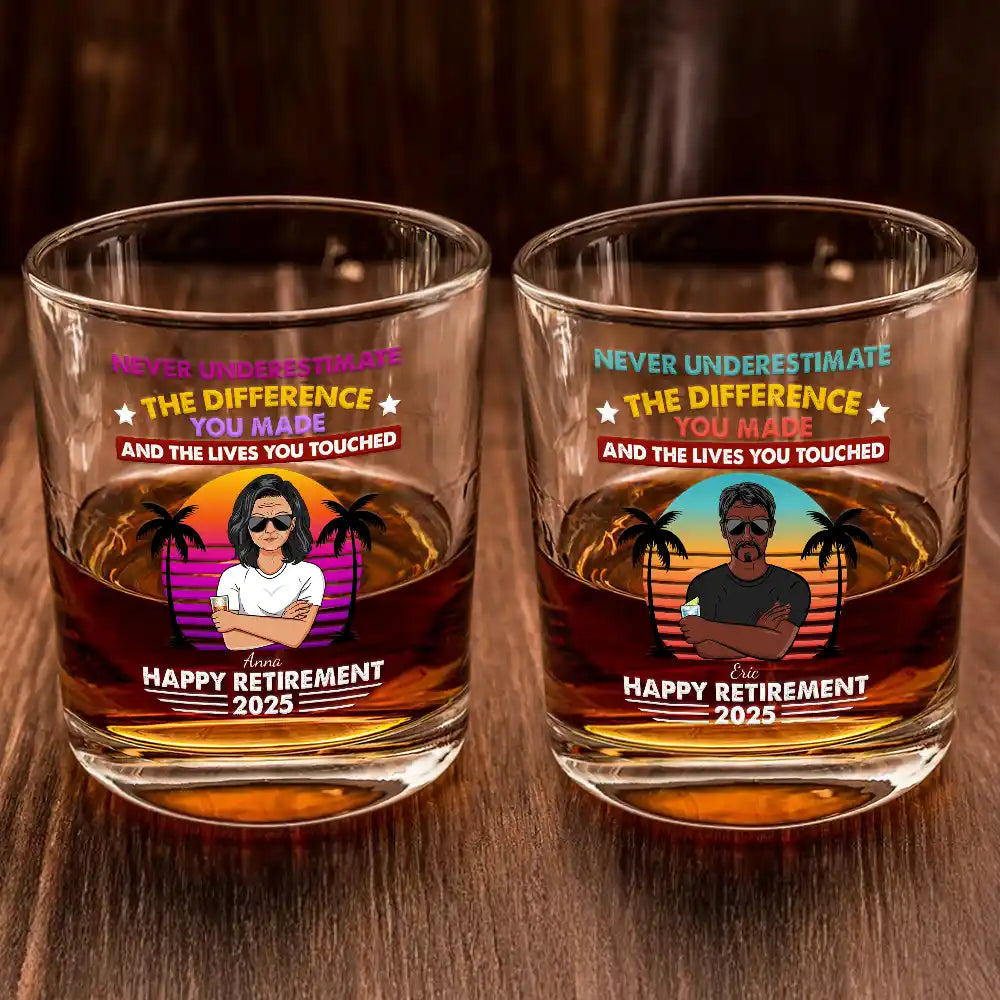 Never Underestimate The Difference You Made - Personalized Whiskey Glass Whiskey Glass PopCulturePrints