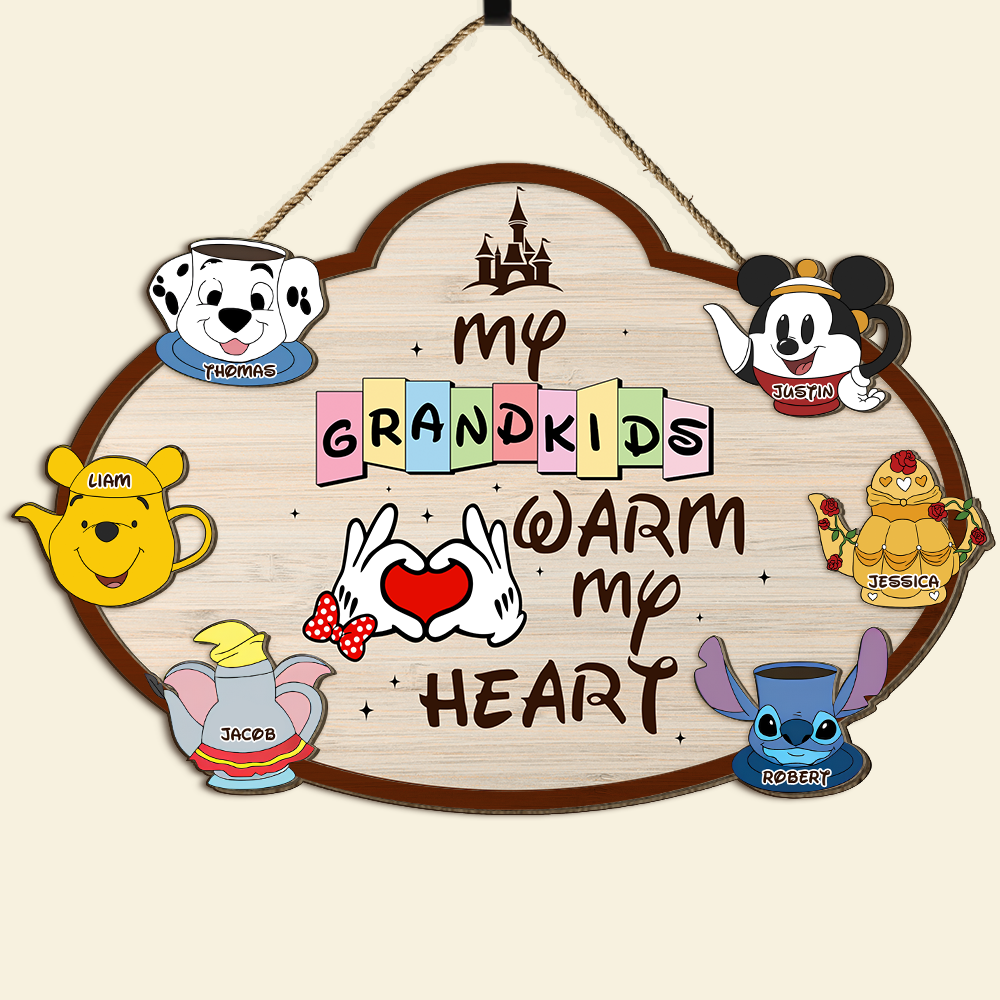 My Grandkids Warm My Heart - Personalized Wood Sign Gift for Grandma Wood Sign PopCulturePrints