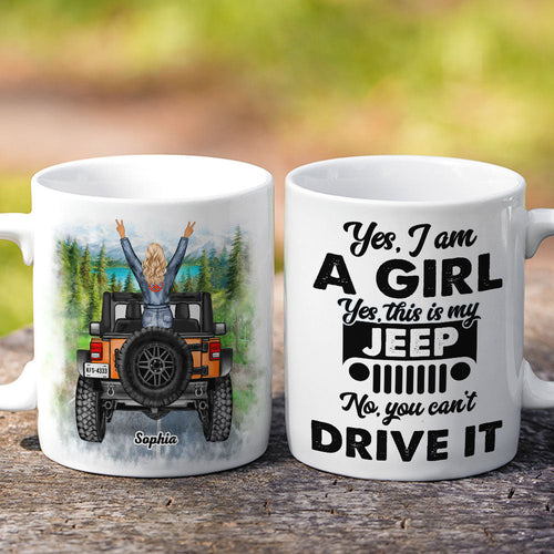 Personalized Girl and Jeep Coffee Mug Coffee Mug PopCulturePrints