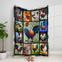 Load image into Gallery viewer, Personalized Chicken Lover Blanket - Custom Rooster Art Blanket PopCulturePrints
