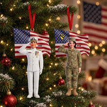 Load image into Gallery viewer, Celebrate Patriotism: Personalized Christmas Ornament for Veterans
