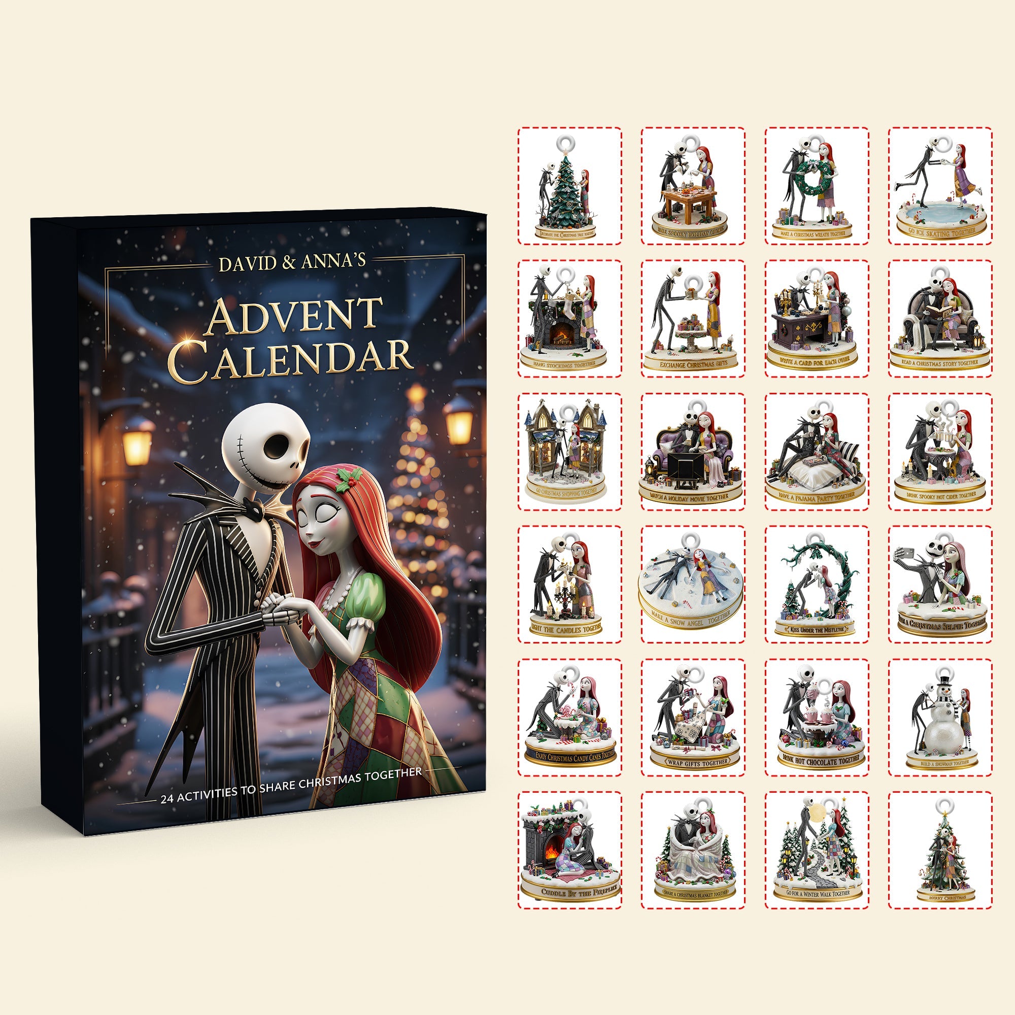 “Celebrate Love and Magic this Christmas” - Gothic Couple Advent Calendar - Personalize Your Gift for Couples Advent Calendar PopCulturePrints