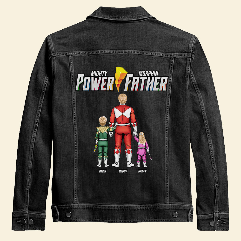 “Every Super Dad Deserves a Mighty Gift” - Power Father Denim Jacket - Personalized Gift for Dad Denim Jacket PopCulturePrints