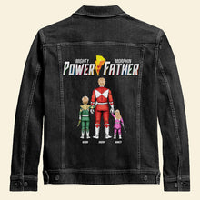 Load image into Gallery viewer, “Every Super Dad Deserves a Mighty Gift” - Power Father Denim Jacket - Personalized Gift for Dad Denim Jacket PopCulturePrints

