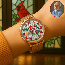 Load image into Gallery viewer, Cherished Memories: Heaven Cardinal Mesh Strap Quartz Watch - Personalized Gifts For Heaven Memorial Quartz Watch PopCulturePrints
