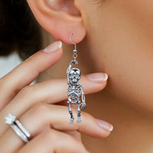 Load image into Gallery viewer, “Exhausted but Fabulous!” - Funny Tired Skeleton Earrings - Personalized Gift for Exhausted Humans Earrings PopCulturePrints
