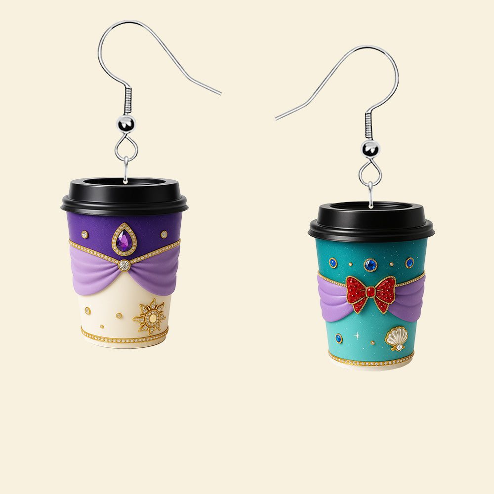 Coffee Princess Earrings - Personalized Gifts for a Magical Touch Earrings PopCulturePrints