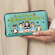 Load image into Gallery viewer, Mom, You&#39;re the Big Cheese in Our Hearts! - Personalized Twill Faux Leather Wallet for Moms, Grandmas, and Loved Ones Leather Wallet PopCulturePrints
