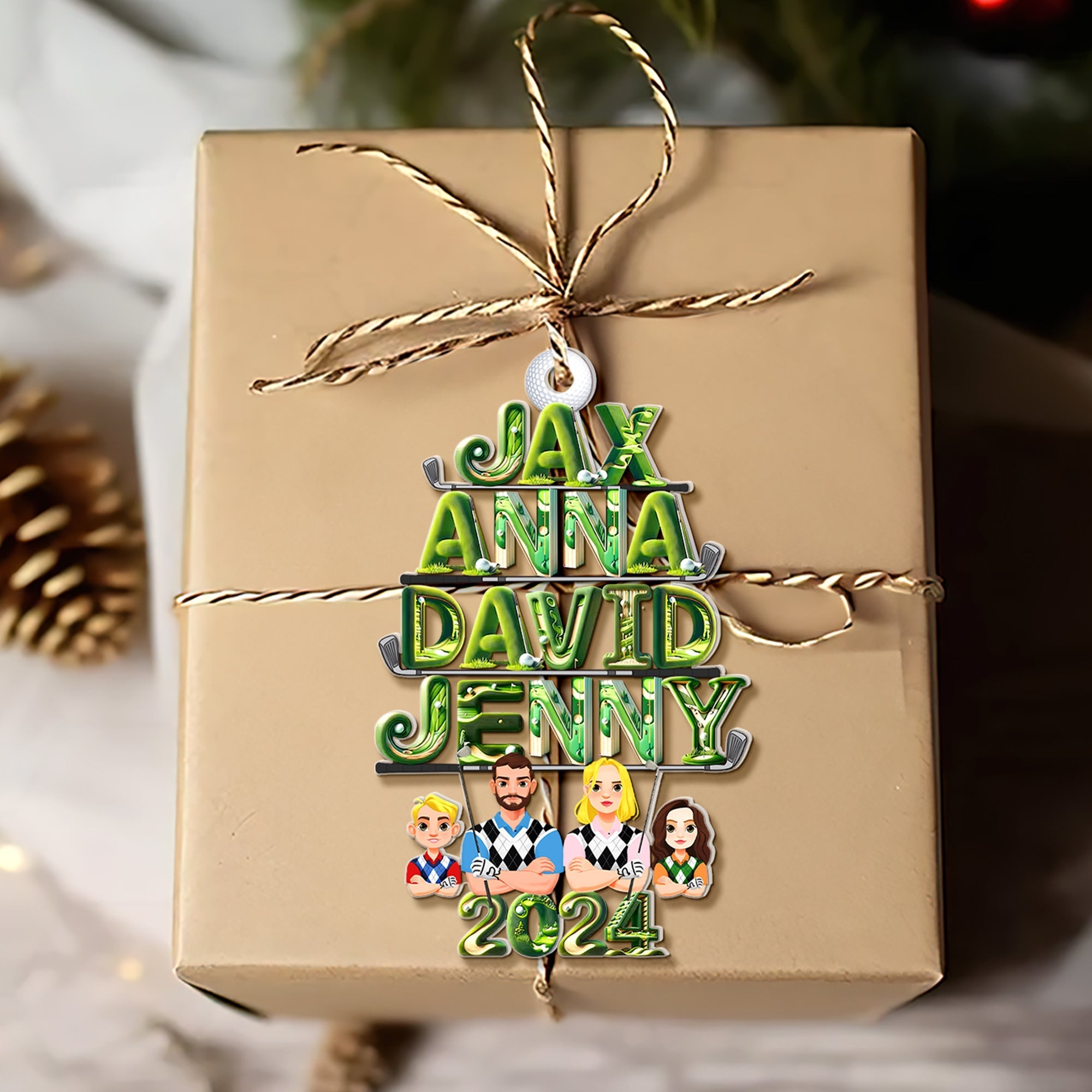 Personalized Golf Family Acrylic Ornament - Custom Names 2024 Ornament PopCulturePrints